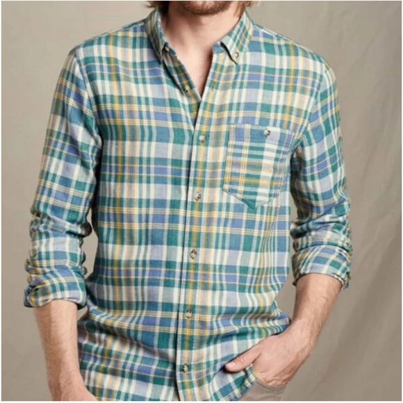TOAD & CO Shirt XL Airsmyth Lightweight Plaid Flannel Button Down Recycled - Picture 1 of 15